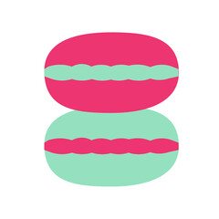 Multicolored sweet cookies with filling on an isolated background. Baking desserts. Tea time. Design elements. Unhealthy food. Flat illustration.