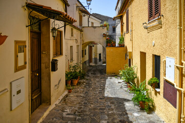 A street in the historic center of Chiaromonte, a old town in the Basilicata region, Italy.