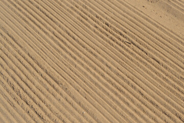 Fototapeta na wymiar Traces régulières sur le sable d'une plage