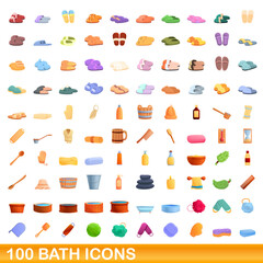 100 bath icons set. Cartoon illustration of 100 bath icons vector set isolated on white background