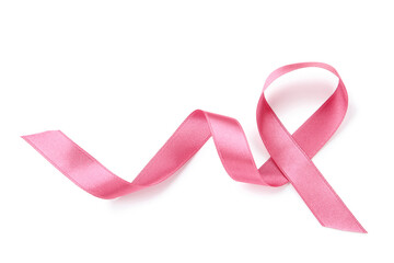 Cancer concept. Pink ribbon isolated on white background