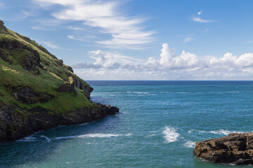 The coast at Tintagel Castle in Cornwall, England.