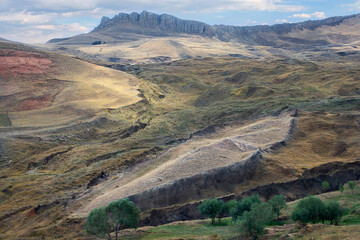 Remains of Noah's Ark with boat shaped rock formation at the spot near Mt Ararat where it is...