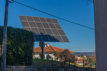 Dog under domestic photovoltaic solar panel