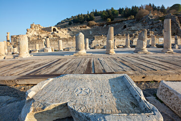 Roman game board in the ruins of Ephesus, Turkey.
