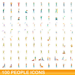 100 people icons set. Cartoon illustration of 100 people icons vector set isolated on white background