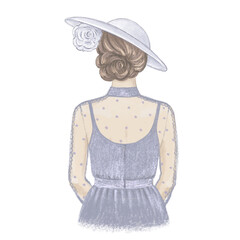 Elegant British lady hand drawn illustration - 452034149