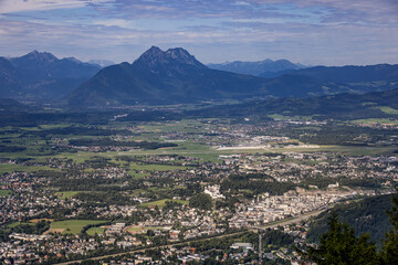 View over the high mountains of Salzburgerland in the Austrian Alps - travel photography
