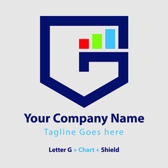 G letter chart shield business logo design