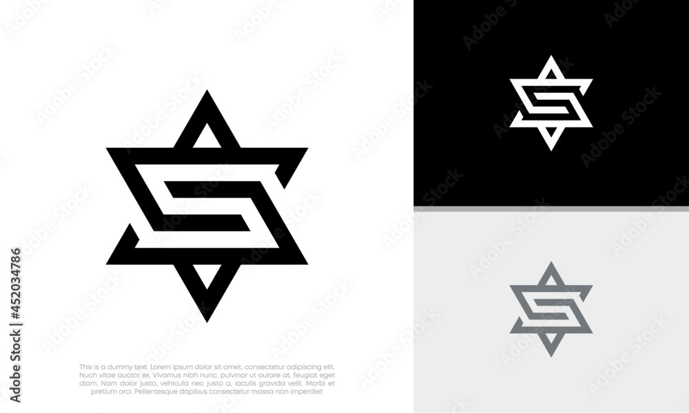 Wall mural initials s star logo design. innovative high tech logo template.
