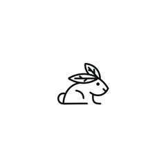 modern rabbit animal logo with monoline style simple minimalist line art