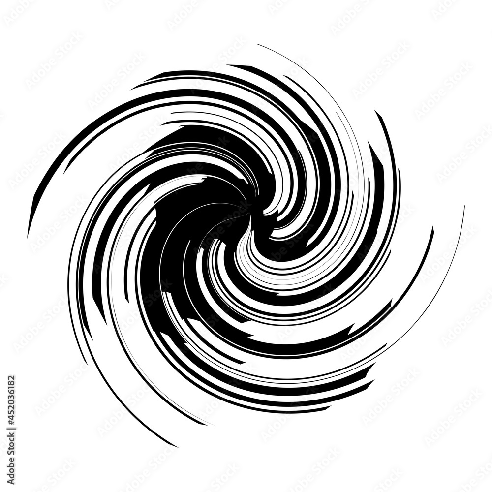 Poster curvy spiral, swirl and twirl element. converging rotating radial volute, helix, vortex lines icon