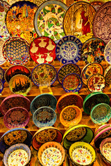 Ceramic plates with traditional designs in the Grand Bazaar, Istanbul, Turkey
