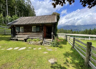 cabin in the mountain near lake in austria