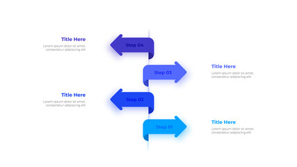 Vector infographic slide with 4 arrows. Concept of four steps of business development process