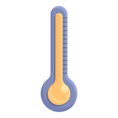 Hot thermometer icon cartoon vector. Heat temperature. Sun weather