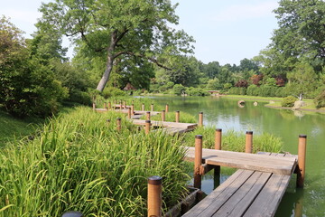wooden bridge over the river