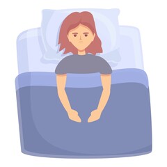Girl sleep problem icon cartoon vector. Tired woman. Female insomnia