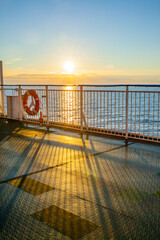 Open deck on cruise ship and shining sun