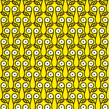 Kilroy was here - Meme cartoon - Seamless Vector Square Pattern