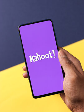 Assam, india - April 19, 2021 : Kahoot! logo on phone screen stock image.