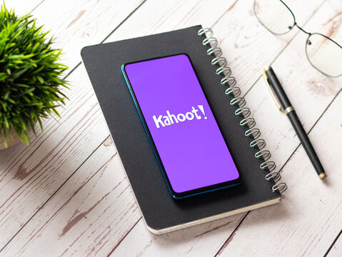 Assam, india - April 19, 2021 : Kahoot! logo on phone screen stock image.