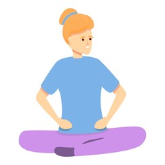Girl meditation icon cartoon vector. Woman relax. Yoga meditate
