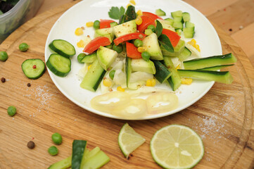 Summer salad, cooking at home