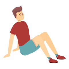 Resting boy gym icon cartoon vector. Workout health. Drink up