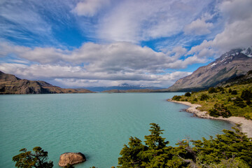 view to Nordenskjöld lake in Torres del Paine, Chile