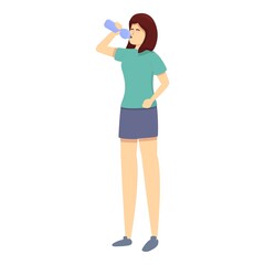 Girl drink water icon cartoon vector. Woman sport. Happy healthy