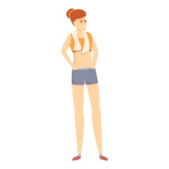 Girl athlete gym icon cartoon vector. Active exercise. Fitness workout