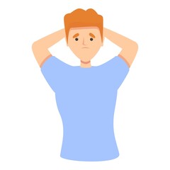 Scared boy icon cartoon vector. Complex strategy. Vuca uncertainty