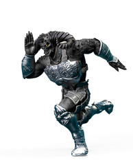 demon with horns is running