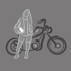 Plakat Rider woman doodle1