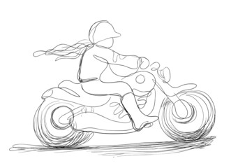 Woman motorcycle rider doodle