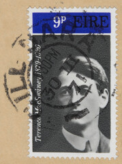 briefmarke stamp vintage retro alt old gestempelt used frankiert cancel irland ireland eire lustig...
