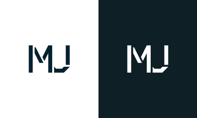 Creative minimal abstract letter MU logo.