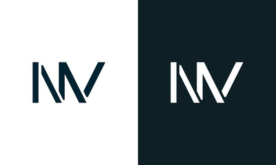 Creative minimal abstract letter NV logo.