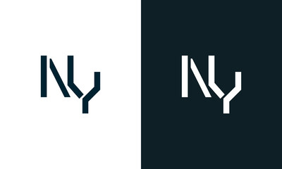 Creative minimal abstract letter NY logo. - obrazy, fototapety, plakaty