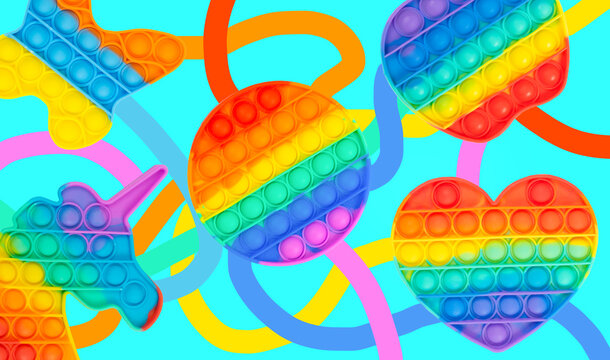 Multicolored rainbow touch toy pop it background