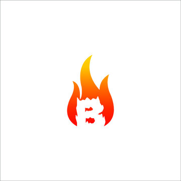 Initial letter b with fire effect.