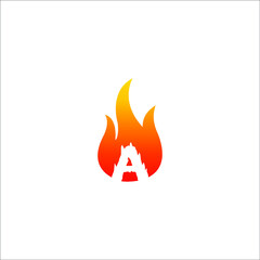 Initial letter a with fire effect.