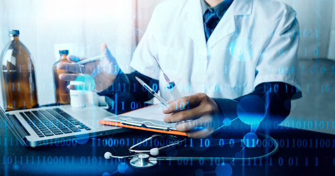 Health care researchers working in life science laboratory and analyzing microscope slides in research lab. New Epidemic Corona Virus. Corona virus outbreaking.