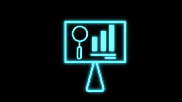 Chart analysis icon in glowing blue neon colour with loop animation. Web icon and symbol 4k animation.