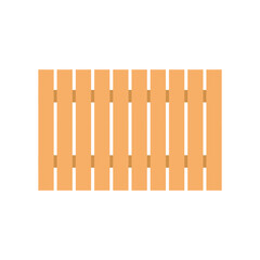 Brown, wooden, simple fence. Vector illustration, flat cartoon color minimal design, isolated on white background, eps 10.