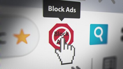 Mouse Cursor Clicking "Block Ads" Button (Stop Spam and Intrusive Advertising Banners)