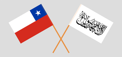 Crossed flags of Chile and Islamic Emirate of Afghanistan. Official colors. Correct proportion