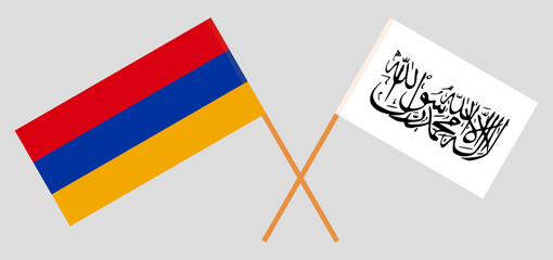 Crossed flags of Armenia and Islamic Emirate of Afghanistan. Official colors. Correct proportion