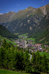Fototapeta na wymiar Aerial view over the village of Soelden in Austria - travel photography